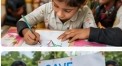 Child drawing with color pencils