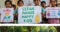 Children holding Clean Hands Happy Kids poster