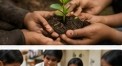 Hands holding a green tree sapling