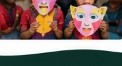 Children wearing creative paper face masks